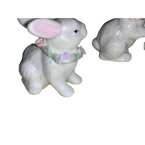 Easter Bunny Rabbits with Floral Wreaths Set of 3 - Picture 5 of 10